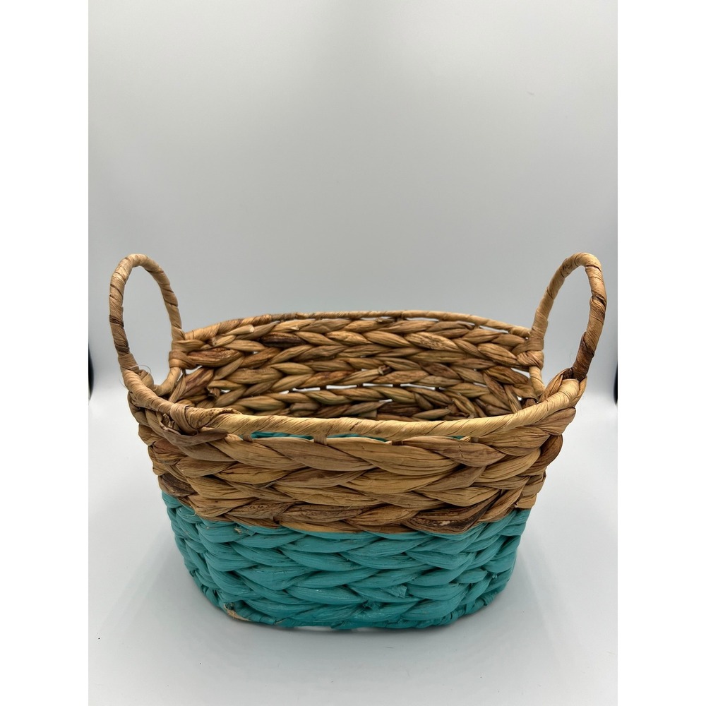 Jo-Ann Woven Seagrass Easter‎ Basket Kids OS Teal Natural Brand New Rustic Boho